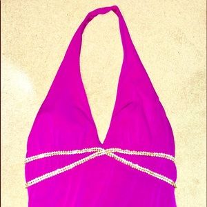 Long Halter Dress, Diamond Rhinestones Size 4